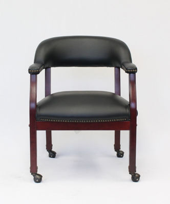 Picture of Captain's Accent Chair w/ Casters, Black Vinyl